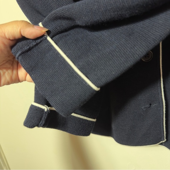 Talbots Knitted Cardigan with White Piping Cardigan Navy Blue Women Size XLP - Picture 7 of 9